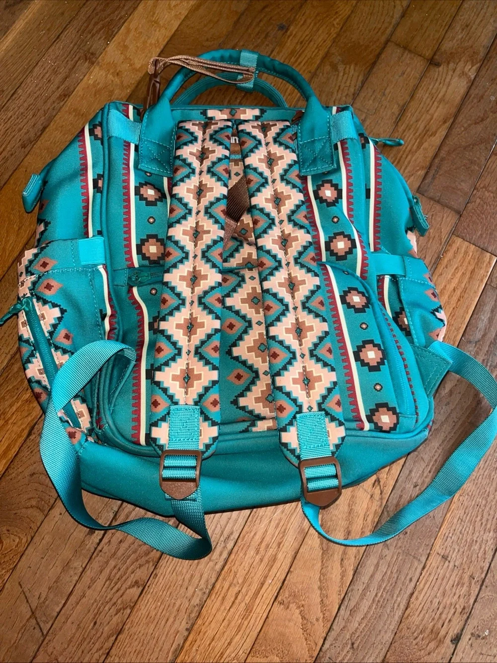Wrangler Montana West Backpack Baby Bag Turquoise Aztec Southwest Print